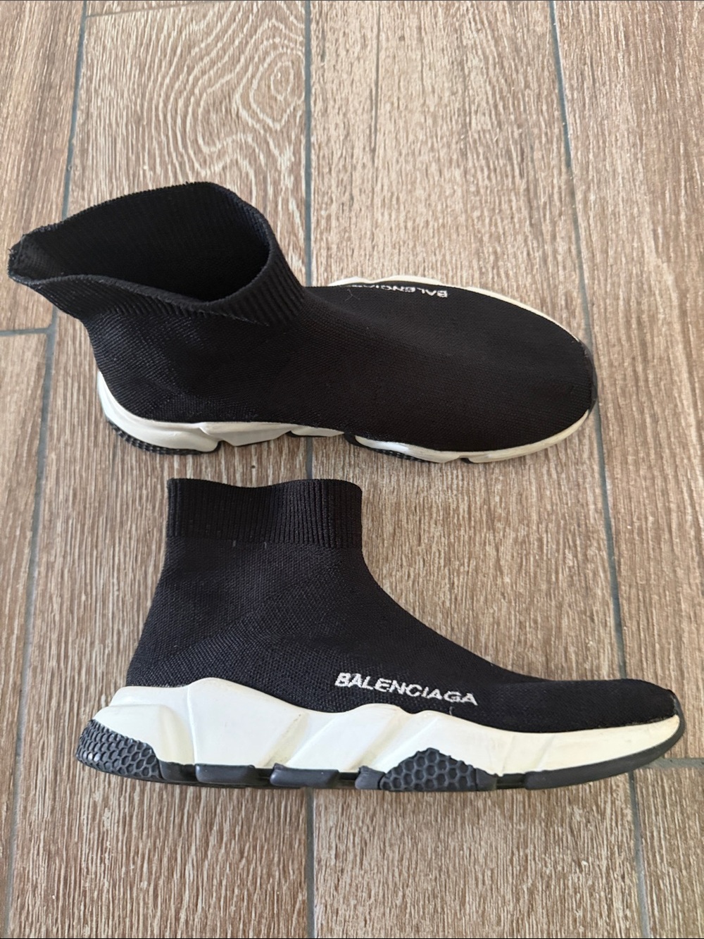 Balenciaga Black Sock Sneaker with white sole size 6 great slightly used!